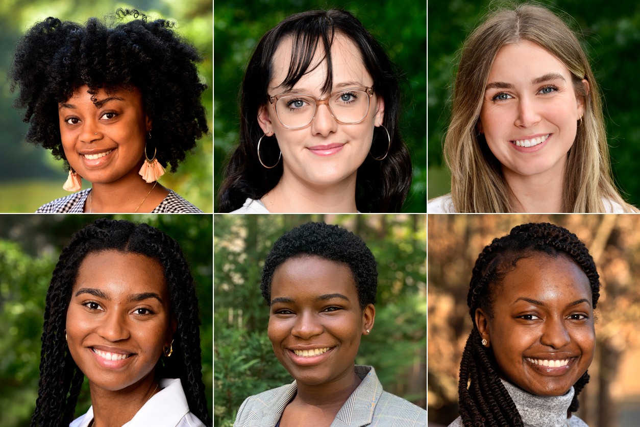 Top row, from left: Kamiya Bridges, Shalyn Brown, Sydney Friy. Bottom row, from leff, Abra Granger, Lauren Gullett, Isha Wilson.